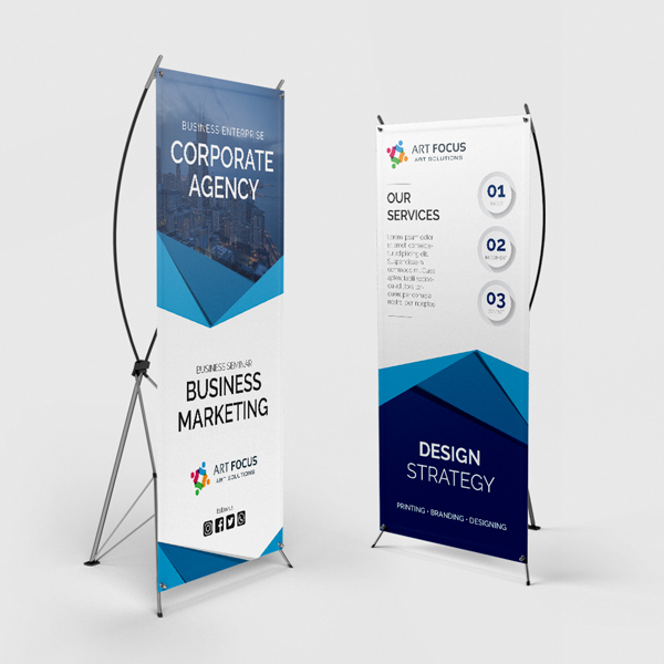 X-Style Collapsible Outdoor Banner Stands — durable banners for storefront displays, trade shows, and events