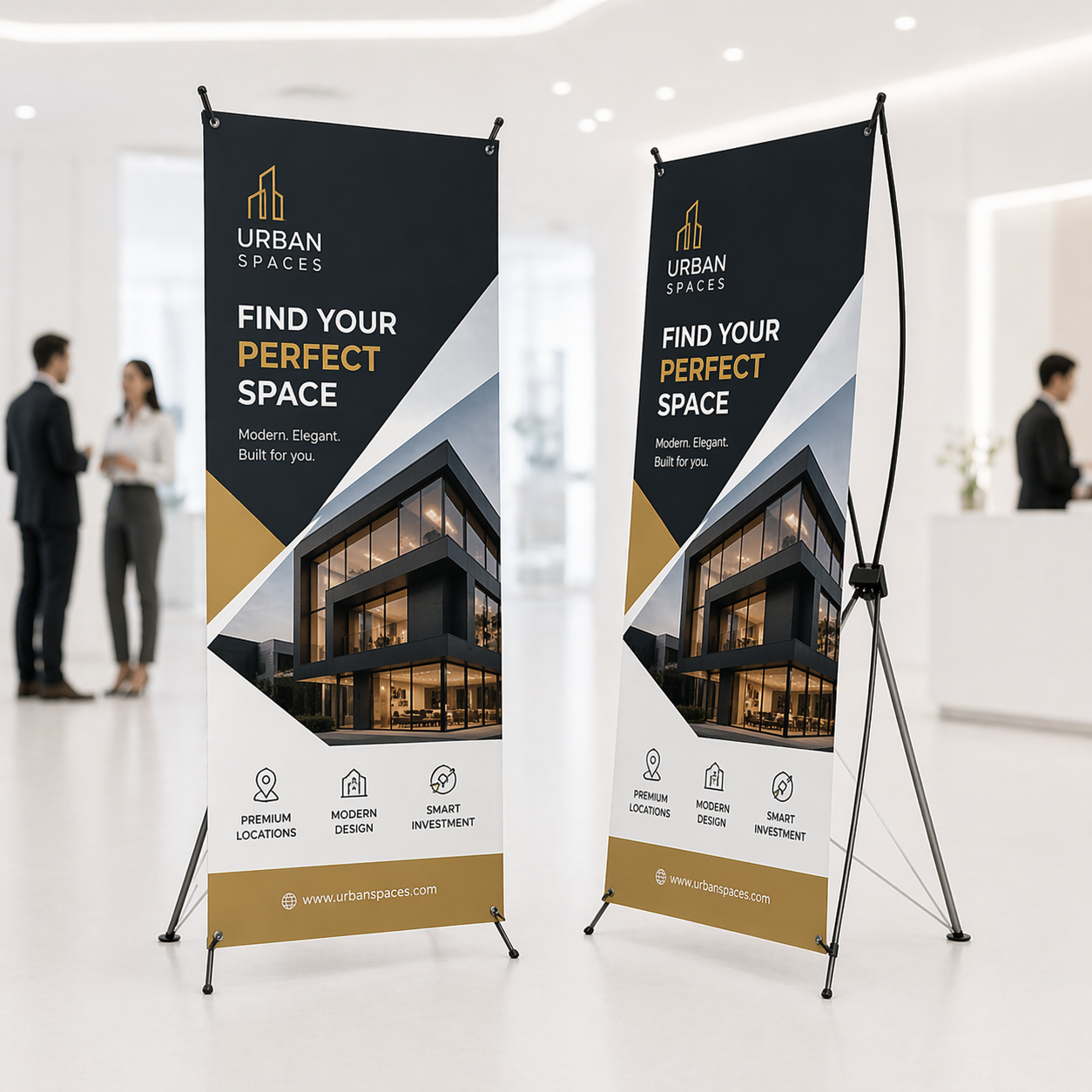 X-Style Collapsible Banner Stands — durable banners for storefront displays, trade shows, and events