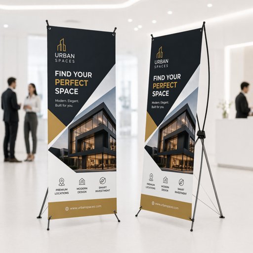 X-Style Collapsible Banner Stands for Storefronts and Trade Shows