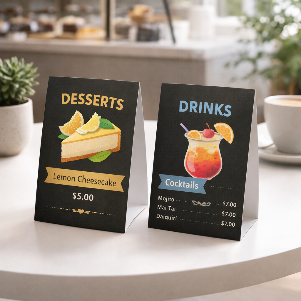 Table Tent — printed materials for business branding, promotions, and events