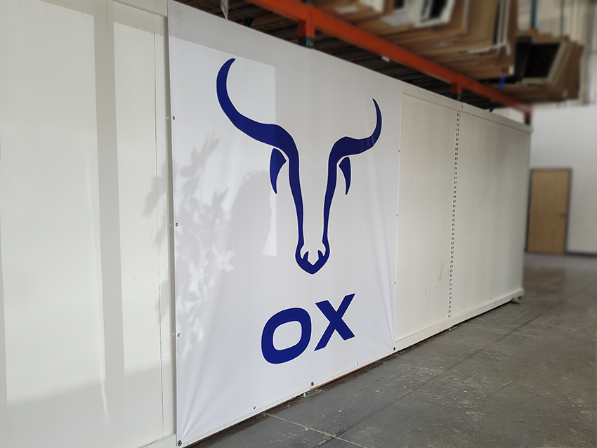 Banner showing company OX logo and name.
