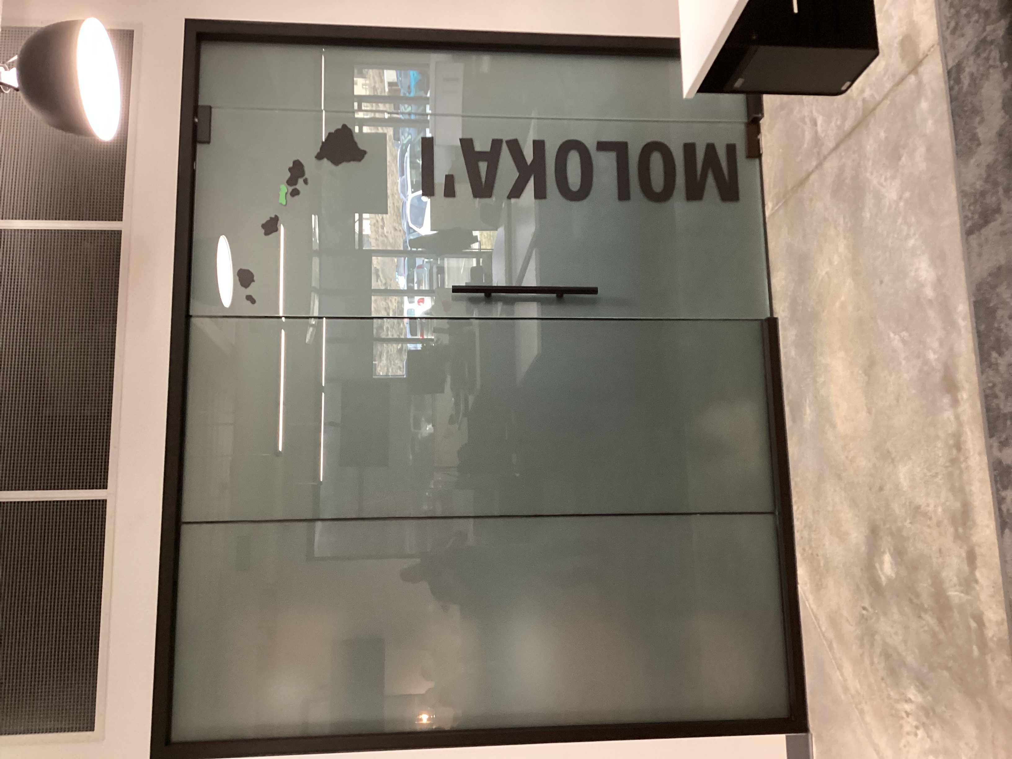 Office with privacy vinyl covering all of the glass