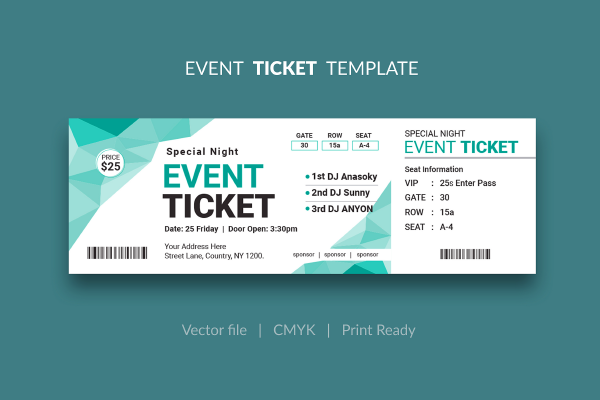 Graphic showing a ticket stub for an event.