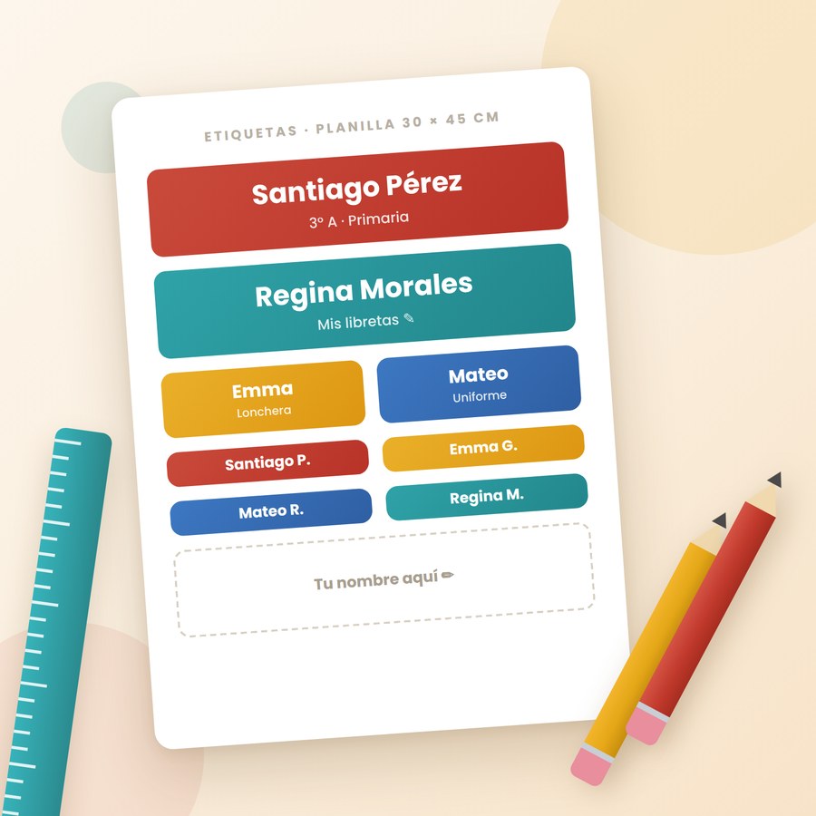 Etiquetas escolares personalizadas Megaprint