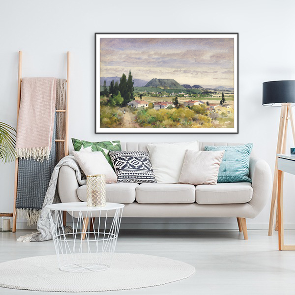 Paisaje con pueblo y montaña 2