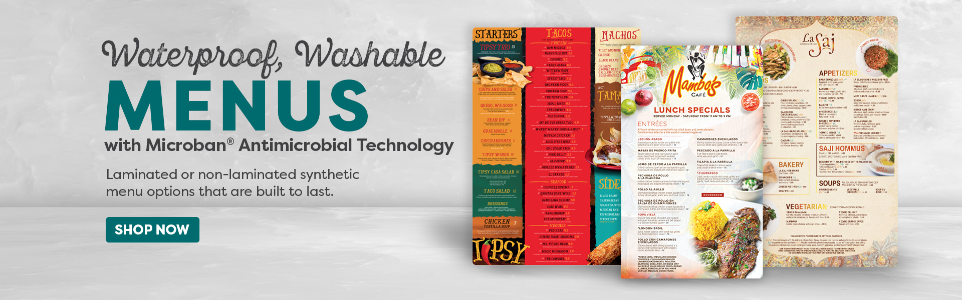 Waterpoof, Washable Menus | MenuWorks