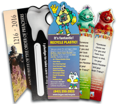 Custom Die Cut Bookmarks Custom die cut bookmarks with specialty shapes and printed designs