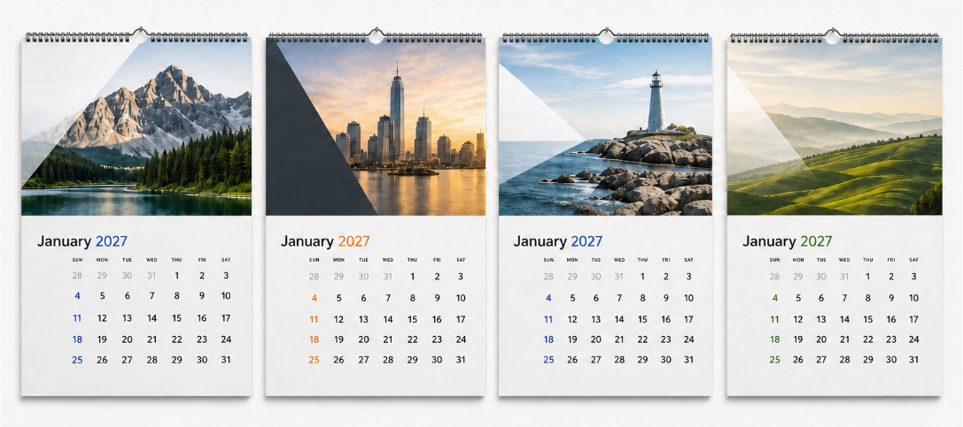 Examples of custom printed 2027 wall calendars
