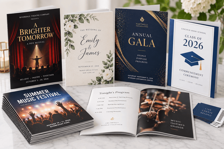 Custom event program printing for businesses, schools, nonprofits and organizations