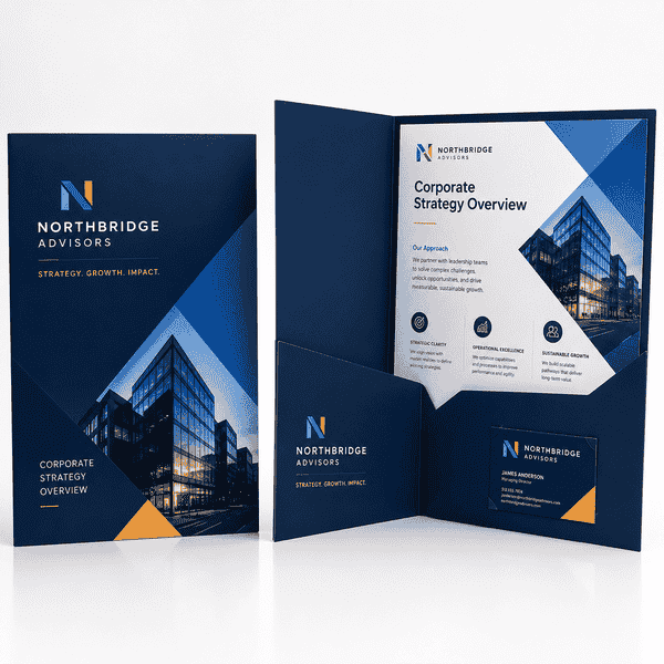 Custom Branded Pocket Folder Printing Custom branded pocket folders printed for professional business presentations