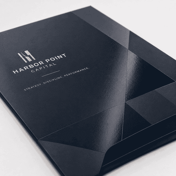 Glossy Custom Presentation Folder Glossy dark custom presentation folder with premium printed finish