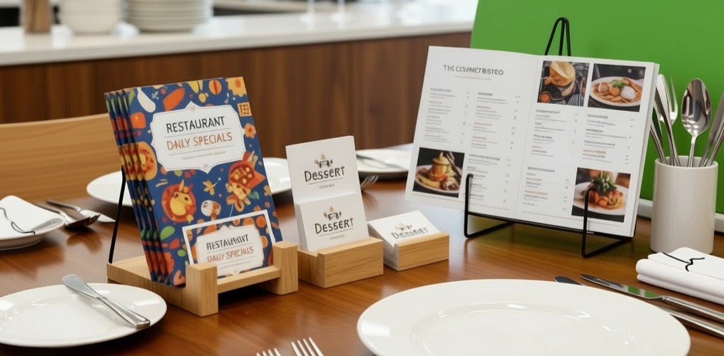 Custom waterproof restaurant menus printed on durable synthetic stock