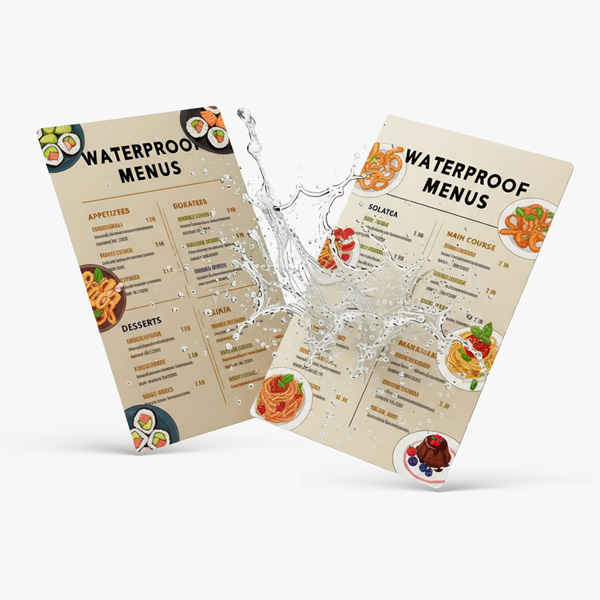 Waterproof synthetic restaurant menu printing