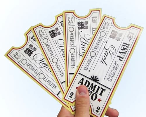 Custom Die Cut Event Tickets Custom die cut event ticket printing with specialty shapes and variable ticket information