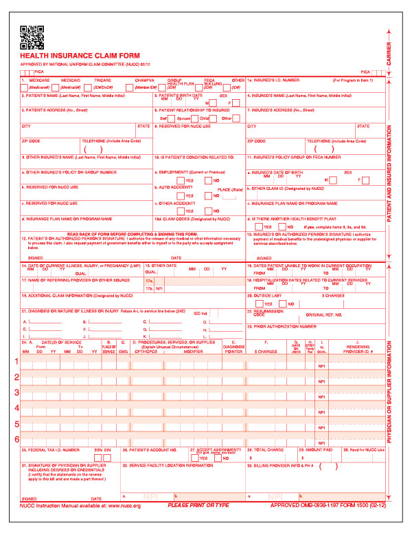 Blank CMS 1500 Forms