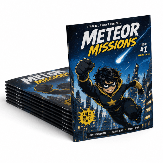 Comic Book Printing for Superhero Cover and Comic Book Stacks