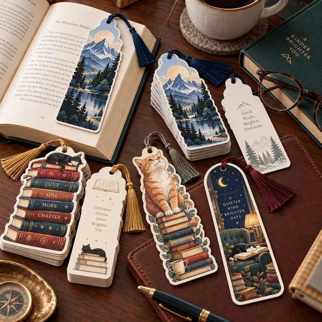Custom Die Cut Bookmark Printing with Tassels Variety