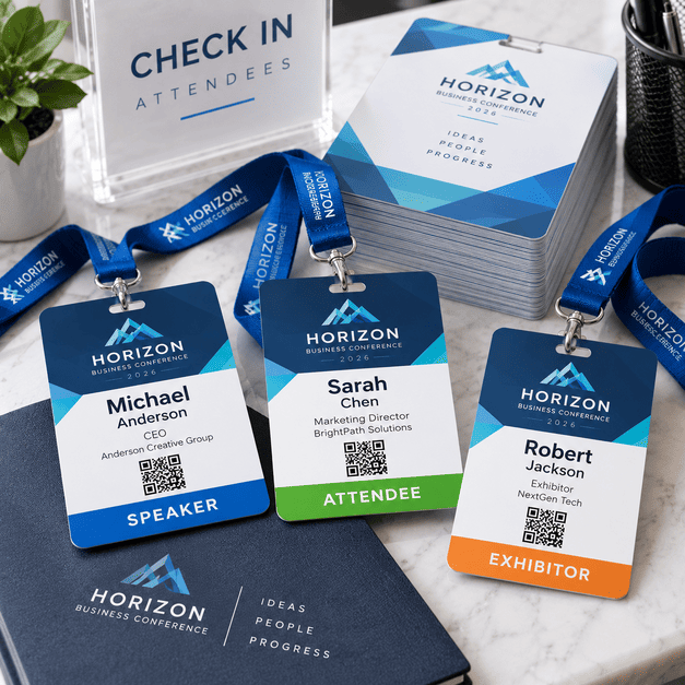 Custom Event Badges for Speaker, Attendee, and Exhibitor Passes