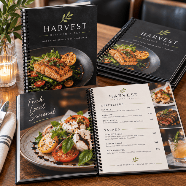 Custom Menu Printing for Spiral-Bound Restaurant Menu Sets