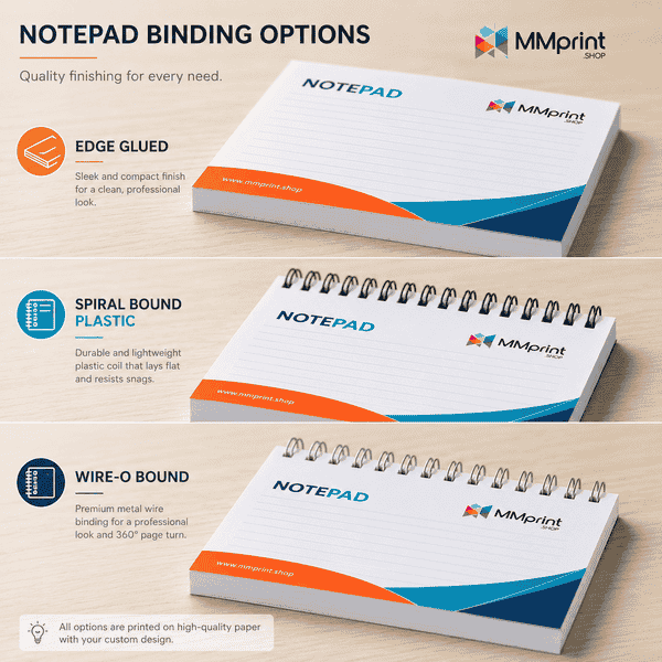 Custom Notepad Printing Binding Options for Branded Notepads