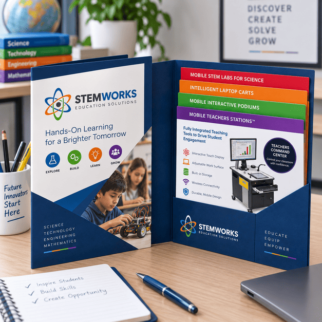 Custom Presentation Folder Printing with Cascading Stepped Insert Sheets