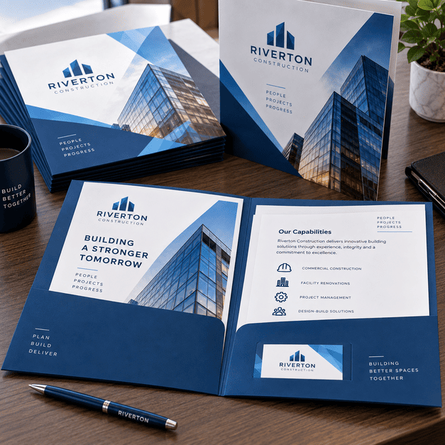Custom Presentation Folder Printing for Construction Pocket Folders