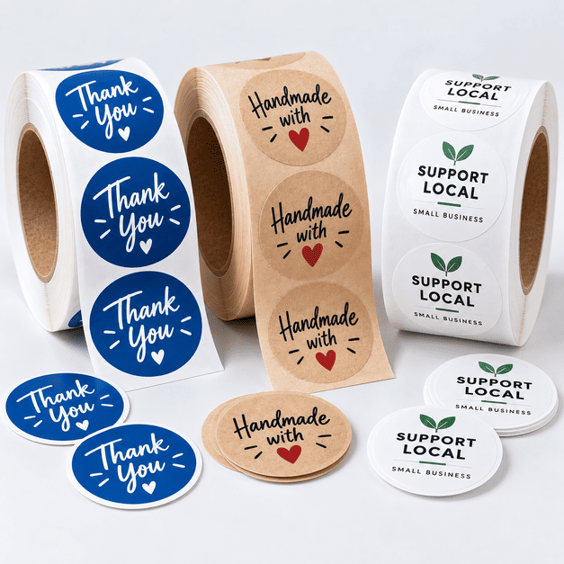 Custom sticker and label printing for restaurant takeout packaging and food-service branding