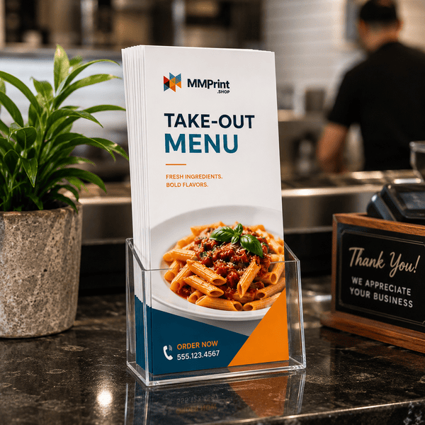 Take-Out Menu Printing for Restaurant Counter Menu Displays