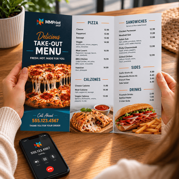 Take-Out Menu Printing for Trifold Restaurant Menus