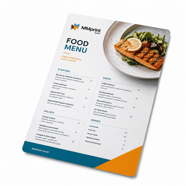 Waterproof Synthetic Restaurant Menu Printing for Food Menus