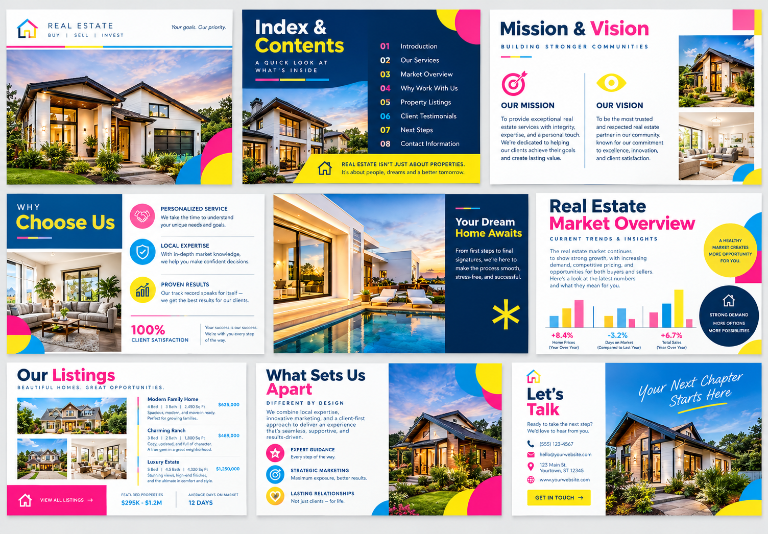 Real estate print templates displayed on a desk