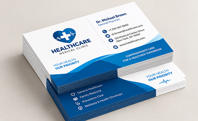 Professional business cards on a desk