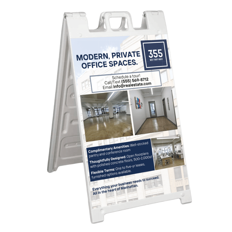 Heavy Duty A-Frame Sidewalk Sign – 24" X 31.5" Full Color Printed, Double-Sided, Stainless Steel