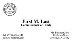 Commissioner of Deeds Business Cards - Black