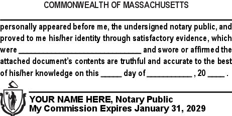 Massachusetts (MA) - Seal Design #4 - Jurat