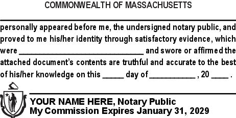 Massachusetts (MA) - Seal Design #1 - Jurat