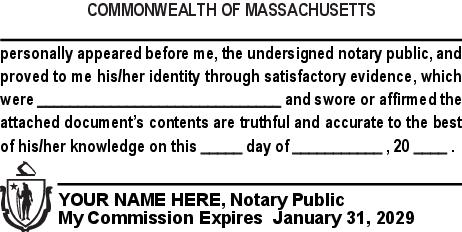 Massachusetts (MA) - Seal Design #4 - Jurat