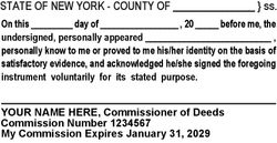 Seal Design #2 - Commissioner of Deeds - Acknowledgment Language Stamp