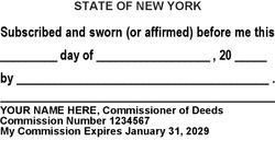 Seal Design #2 - Commissioner of Deeds - Jurat Language Stamp