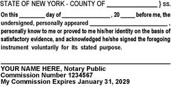 Seal Design #2 - Commissioner of Deeds - Acknowledgment Language Stamp