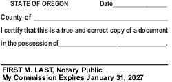 Oregon (OR) - True Copy