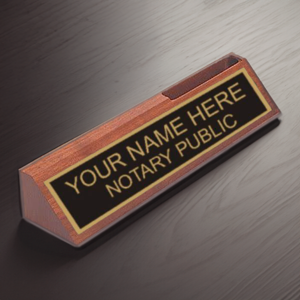 10" Walnut Wedge with Business Card Holder