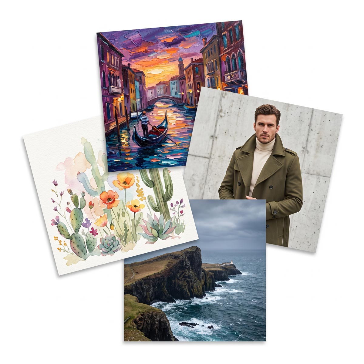 Mini Art & Photo Prints (12x12 max) Assorted set of mini Giclée art and photo prints up to 12x12 inches with fine art and landscape designs.