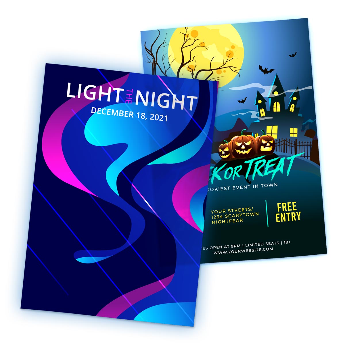 Backlit Prints Custom printed translucent backlit poster film displaying a vibrant night event graphic.