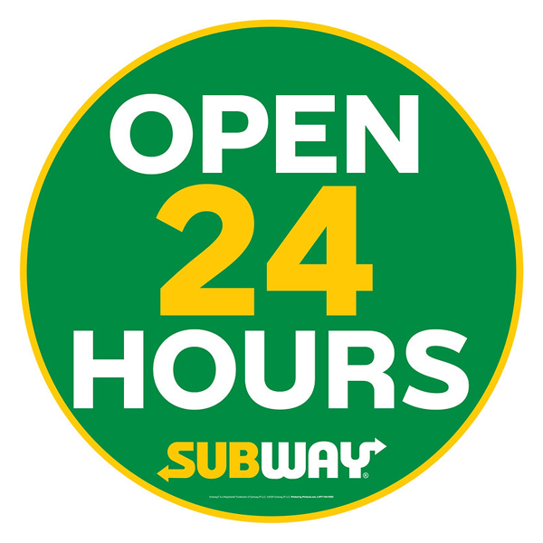 Subway 24 Hour Sign