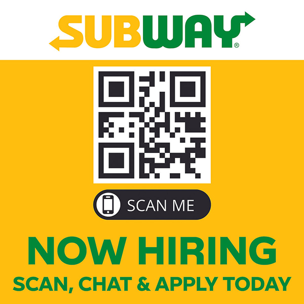 Subway Now Hiring 5"x5" vinyls