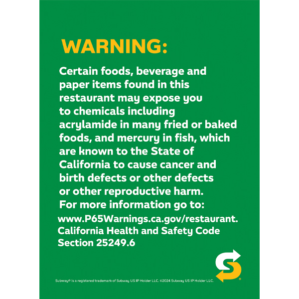 Subway Food Warning