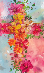 Cruz com Flores Rosadas