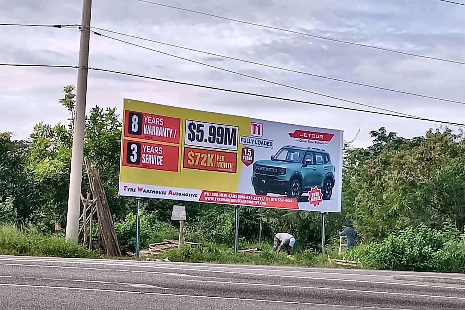 Jetour roadside billboard printed and installed by Print Big in Jamaica
