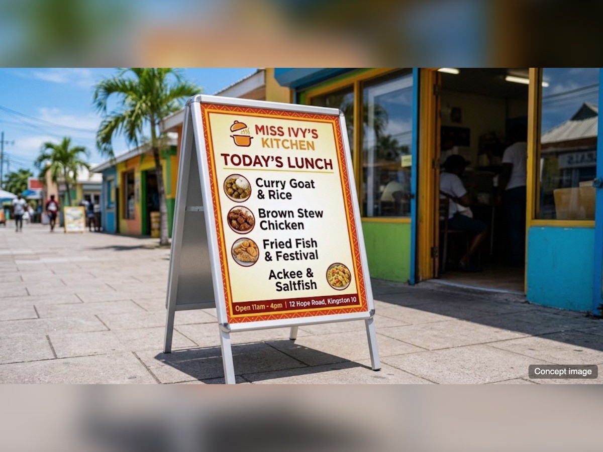 New lunch menu prints in a standard aluminium A-frame (concept image)